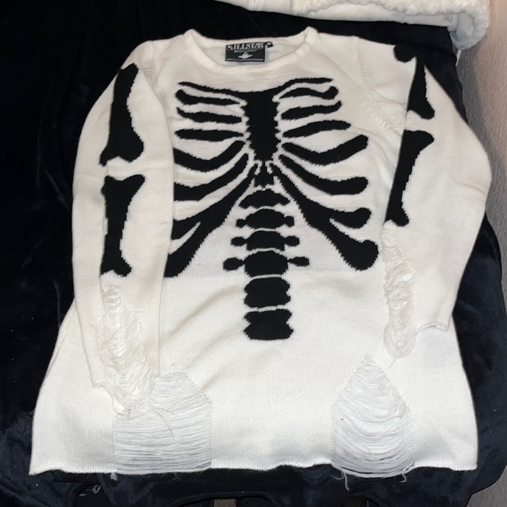 HTF Killstar Black on White Skeleton Sweater